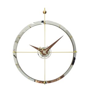 High-end modern simple Spanish wall clock creative Black walnut hands stainless steel ring brass scale art clock