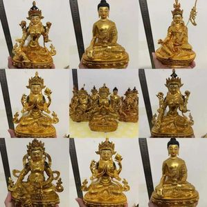 Decorative Figurines GOOD Buddhism Gilding Copper Buddha Statue HOME Family Temple Protection Guanyin Tara Sakyamuni God Of Wealth Guru