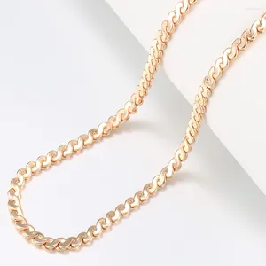 Chains Serpentine Herringbone Link Chain Necklace 585 Rose Gold Color For Women Girls Jewelry Wholesale 4mm 20/24inch DCN53