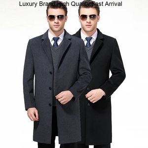 Men's Wool Blends Jackets XLong Casual Mens Blend Suit Collar Coats Full Winter For Male Long Overcoat Cashmere 3XL 4XL 231017