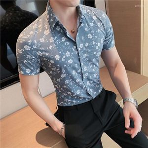 Männer Casual Hemden Britischen Stil Marke Kleidung Sommer Mit Kurzen Ärmeln Druck Hemden/Männlichen Top Qualität Kleid Plus größe 4XL