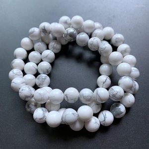 Link Bracelets Handmade Howlite Stone Bracelet Natural White Strand Spiritual Healing Beads Jewelry Dropship