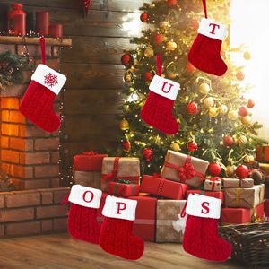 Christmas Socks Knitting Snowflake Letter Stocking Christmas Decoration For Home Xmas Tree Ornament Gifts W23-394