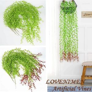 Decorative Flowers Artificial Willow Leaves Hanging Garland Rattan Plastic Greenery Fake Plants Vine For Home Garden Wall Decoration Outdoor