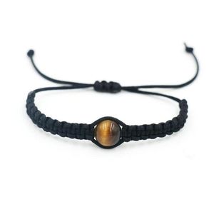 Urok bransoletki 10pcs/Lot Tiger Eye Stone Lava Reiki Chakra Bransoletka Mężczyzn Black Rope Braid Bracelets dla par biżuterii Bracele dhcgm
