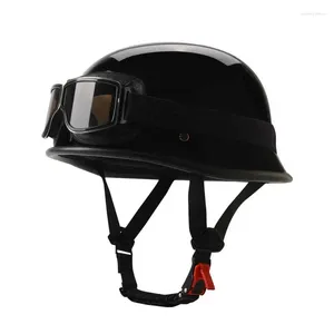 Motorcycle Helmets KEAZ 1/2 Helmet With Halley Glass Quick Release Strap Half Face Fit For Cruiser Scooter DOT Approved