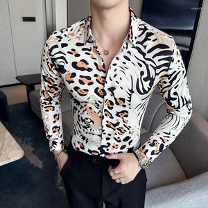 Camicie casual da uomo 2023 Autunno 3D Tiger camicia stampata per uomo Slim Fit manica lunga moda streetwear social party smoking camicetta 6XL