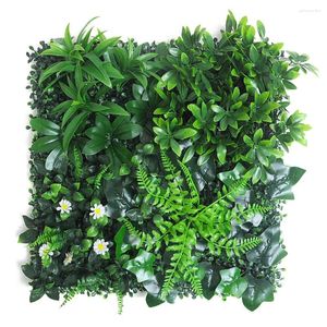 Flores decorativas 50cm artificial grama verde quadrado plástico gramado planta casa decoração de parede simulado painel folha simulação relvado