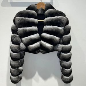 Mulheres pele sintética natural rex coelho jaqueta casaco real chinchila jaquetas de inverno feminino 231018