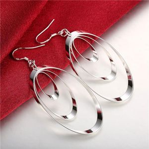 Três rodadas placa de prata esterlina balançar brincos lustre GE180 feminino 925 prata earring274B