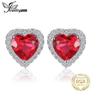 Jpalace coração criado rubi brincos de prata esterlina 925 para mulheres pedras preciosas coreano brincos moda jóias 200923255d