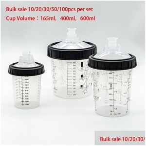 Spray Guns 10/20/30/50pcs BK SALE SPRAY GUN PAINT TANK Mixing Cup 165/400/600 ml engångsmätningstyp H/O Snabb 220809 H DHGARDEN DHZ3O