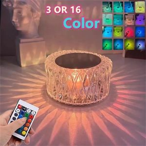 Decorative Objects Figurines 316 Colors LED Crystal Table Lamp Bird Nest Light Touch Romantic Projection Atmosphere USB Night for Bedroom 231017