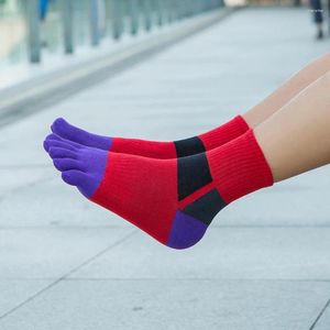 Men's Socks Five Finger Absorb Sweat Breathable Cotton Fashion Fiber Toe Men Casual Colorful Shining Male Crew