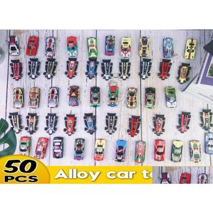 Diecast Model Cars 50pcs Kid Mini Toy Car Set Garage 150 Diecast Alloy Metal Racing Model Boy عيد ميلاد هدية LJ2009309446975 OT9CL