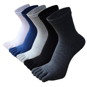 Herrensocken, Paar, große Baumwolle, Zehenbereich für Männer, Jungen, dick, fünf Finger, einfarbig, schwarz, weiß, lässig, Mitte der Wade, 7–12 Herren, 228 W