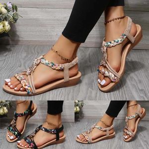 Sandals 2023 Summer Wedge Large Size Women's Shoes Matching Color Fabric Weaving Open Toe Casual Womens Comfy