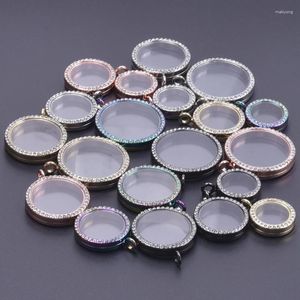 Anhänger Halsketten 10 teile/los 25-40mm Mix Farben Runde Lebende Medaillon Schmuck Großhandel Offene Glas Speicher Münze Halter relicario Colgantes