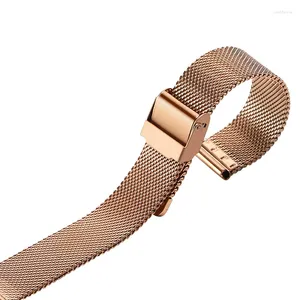 Watch Bands Full Steel Band 20mm Ultra-thin Watchband Universal Stainless Bracelet Rose Gold Silver Color Mesh Strap For Watches