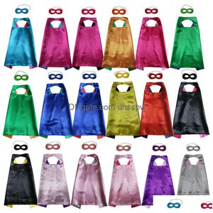 27 Inch Plain Double Layer Superhero Cape With Mask Set 18 Colors Choice Cosplay Fancy Dress For Birthday Christmas Drop Delivery