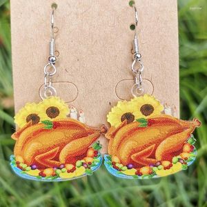 Dangle Earrings Thanksgiving Day Charms Drop Earring Cute Acrylic Hen Turkey Roast Chicken Earings For Women Handmade Jewelry Accessory