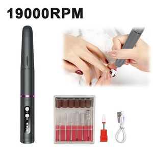 Nail Manicure Set 19000 rpm Electric Art Machine USB Cordless Borr för polsk professionell EFILE MILLING FILES Salong Tool 231017