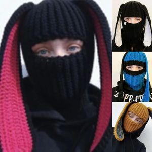 Beanie/Kafatası Kapakları Tavşan Balaclava Kafatasları Beanie Tavşan Kulak Şapkası Uzun Kulak Şapkası Tığ örme şapka 964a 231017