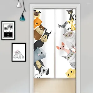 Vorhang mit niedlichen Cartoon-Tieren, für Tür, Noren, Küche, Schlafzimmer, Heimdekoration, Türvorhänge, japanischer Stil, Leinen, zum Aufhängen, halber Vorhang