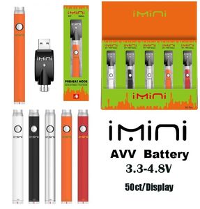 Top Original Imini 380mah variable voltage preheating battery e cigarette 510 thread for thick oil vape cartridges 3.3-3.8-4.3-4.8v for Vapor in Display Box Vapour Factory