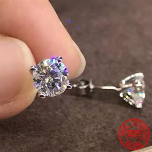 Genuine 925 Sterling Silver Stud Earrings Crystal From Swarovski Fashion for Women Wedding Fine Jewelry Gift E309235w