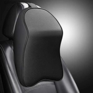 Almofadas de assento 3D Nappa Leather Memory Foam Arete de cabeça do carro travesseiro de pescoço travesseiro de pescoço Pillow para a dor do carro aliviar o suporte do pescoço q231018