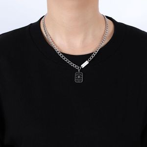 Strict Selection of Letters, Square Brand Titanium Steel Necklace, Female Cool and Niche Design, Hip-hop High-end Sweater Chain, Trendy
