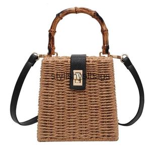 Cross Body Bags bamboo woven bag women's straw woven bag retro bag beaded soulder Crossbody bagstylishyslbags