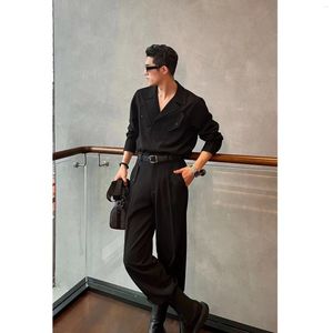 Men's Tracksuits XS-6XL 2023 Autumn Casual Overalls Show Men Custom Cargo Shirts Wide Leg Pants 2 Piece Sets Loose Plus Size Clothes