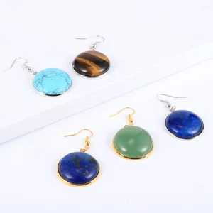 Dingle örhängen mode boho natursten örhänge för kvinnor stora runda uttalande lazuli crystal turkoises droppe ädelsten