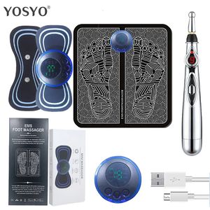 Foot Massager Intelligent EMS Massage Pad Neck Versebra Stick Acupunktur och moxibustion Pen Aktuell fysioterapi Instrument 231017