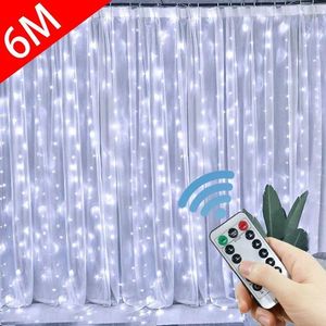 Strings Curtain LED String Lights Christmas Decoration 6M Remote Control Holiday Wedding Fairy Tale Garland Bedroom Outdoor Home