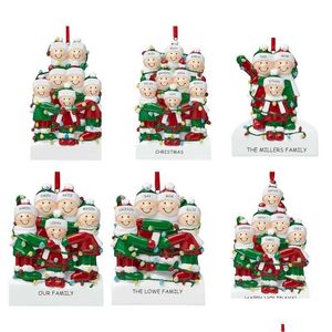 Christmas Decorations Personalized Resin Ornaments Pendant Family Name Blessing Tree Room Drop Delivery Home Garden Festive Party Sup Dhmav