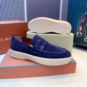 Loro Schuhe Dessinger Klavier Luxusschuhe Männer lässige LP -Laafer flach Low Top Wildleder Kuh Leder Oxfords Sommer Walk Komfort Loafer Gummi Sole mit Original666