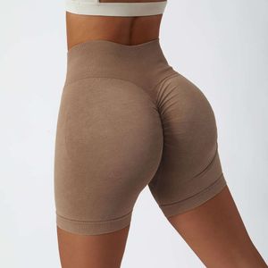 Lululemensly Yoga Women's Shorts Hot Sale Gym Seamless Biker ShortsハイウエストバットレギンスLemonnn