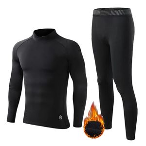 Mens roupa interior térmica velo homens inverno quente gola camisa inferior segunda pele compressão esportes calor base camada crianças desgaste 231018