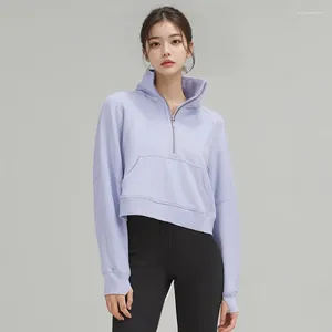 Kvinnorjackor Package Mail Ms Qiu Dong Lägg till tjock ullfleece Sport Turtleneck Coat Half Zipper för högkvalitativ Scuuba -fitness