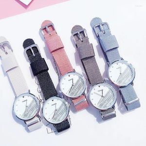 Armbanduhren Mode Genf Armbanduhr Frauen Leinwand Strap Einfache Kleine Damen Casual Quarzuhr Geschenk Montre Femme