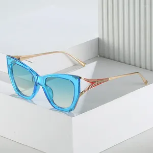 Solglasögon Big Frame Cat's Eye Women Design Personlighet Metal Sun Glasses Hip Hop Overdimensionerade glasögon för män