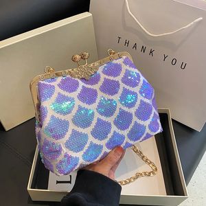 Evening Bags Designer Shell Shoulder Bag Luxury Shining Sequin Clutch Purse For Party Gold Phone Handväska Hobo Fashion 231017