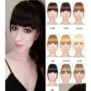 Bangs 6 polegadas curto frontal puro clipe em bang franja extensões de cabelo reto sintético 100 real natural hairpiece1496234 drop delive dhkdw