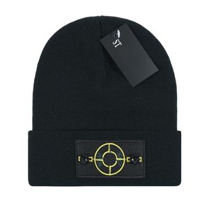 Novo designer de chapéu de malha ins popular gorro inverno ilha gorro personalidade luxo clássico carta pedra bordado gorros R-5