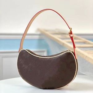イブニングバッグラグジュアリーデザイナー女性のラグジュリスデザイナーバッグリアルレザーポーチポシェットクロワッサンハンドバッグで作られた高品質