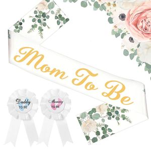 Other Event Party Supplies 3pcs Set Mom to be Shoulder Strap Badge Baby Shower Mommy To Be Sash born Decoration Etiquette Belt DIY 231017