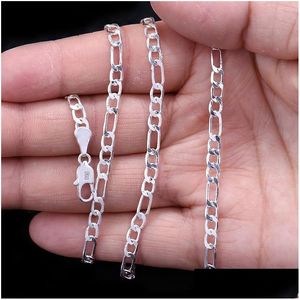 Kedjor 2mm Figaro Chain Halsband för män 31 925 Sterling Sier Plated Flat Design Women Fashion Jewelry Diy Accesories 16 SMEEDDRY NECK DHXRW